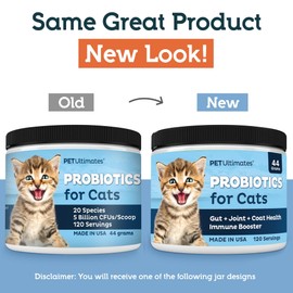 Pet Ultimates Probiotics for Cats – 3 Pack of 20-Species Cat Probiotic Powder to Treat Diarrhea, Vomiting, Digestive Support & Antibiotics Recovery – Cat's Health Supplies (44 gr)