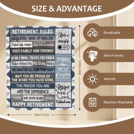 Yasrlvun Retirement Gifts for Men Retirement Blanket 50"x60" Funny Retirement Gifts Leaving Gifts for Men Teacher Retirement Gift
