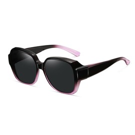 Women's Polarised Sunglasses, Sunglasses for Glasses Wearers, Sunglasses Attachment Glasses, Fit-Over Polarising Glasses for Driving, Fishing, Golf, Women's Sunglasses, black / purple