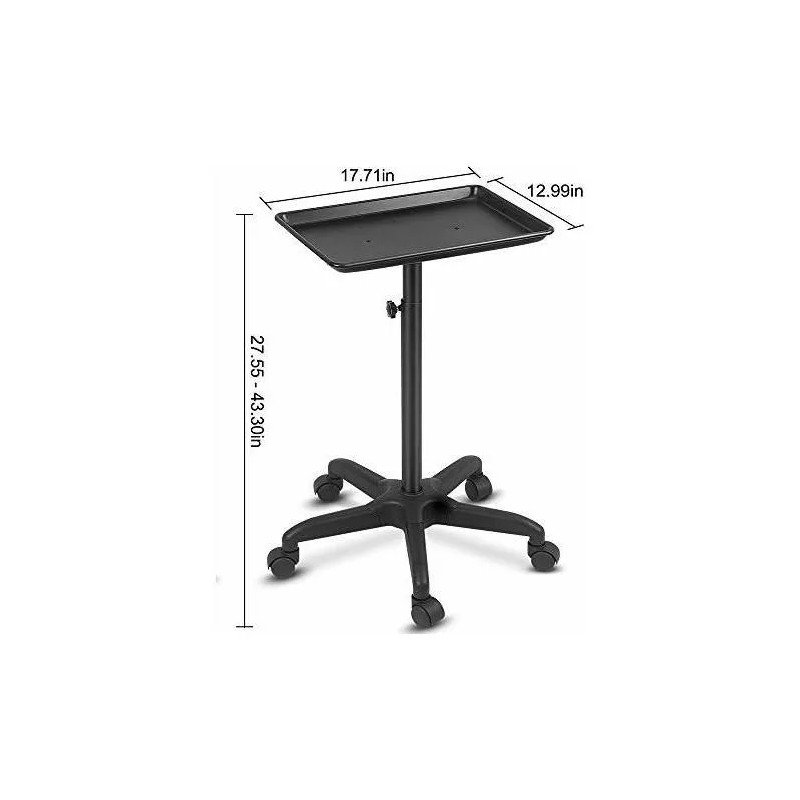 QNI-LMB Bandeja De Servicio Para Spa, Tatuajes, Salón Belleza- Negra