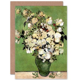 Wee Blue Coo VINCENT VAN GOGH A VASE OF ROSES 1890 OLD MASTER BLANK GREETINGS CARD