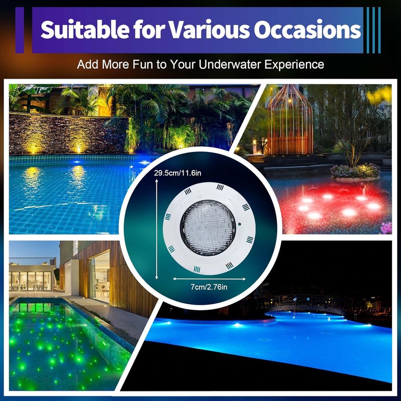 DouSeiAi 12V 45W RGB Color-Change LED Pool Light with Remote,