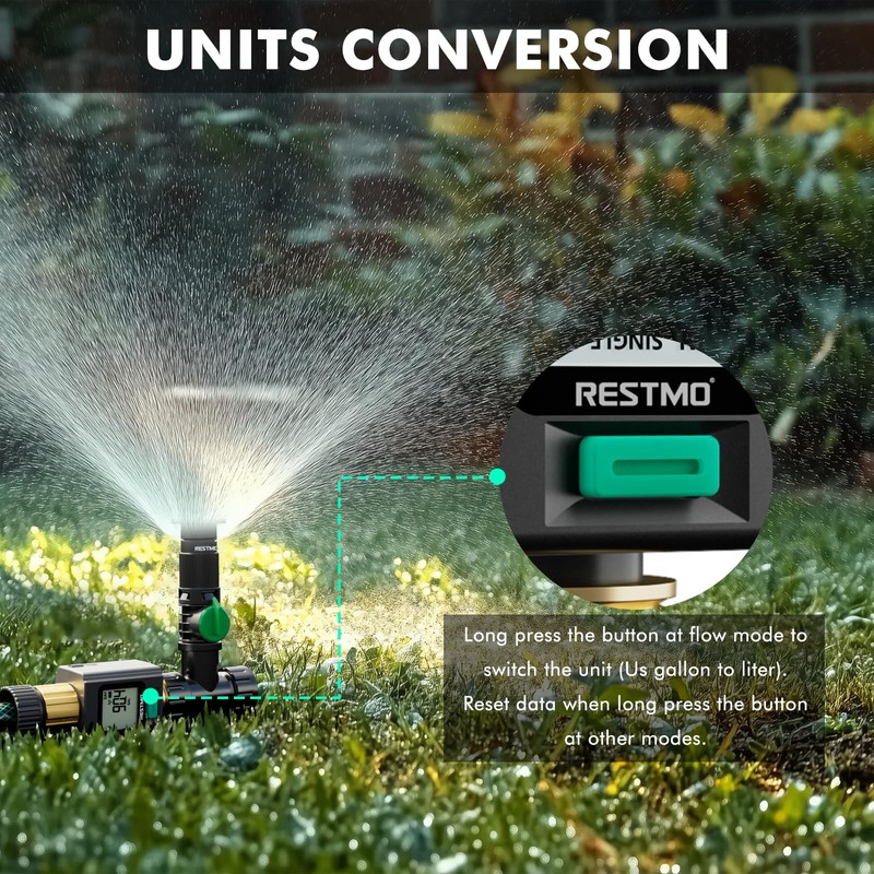 RESTMO Smart Water Flow Meter with Screen Backlight, APP Control