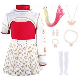 Gunaniti 10 Pcs Zombies Costume for Girls Cheerleader Dress Uniform Outfits (5-6 Years, White)