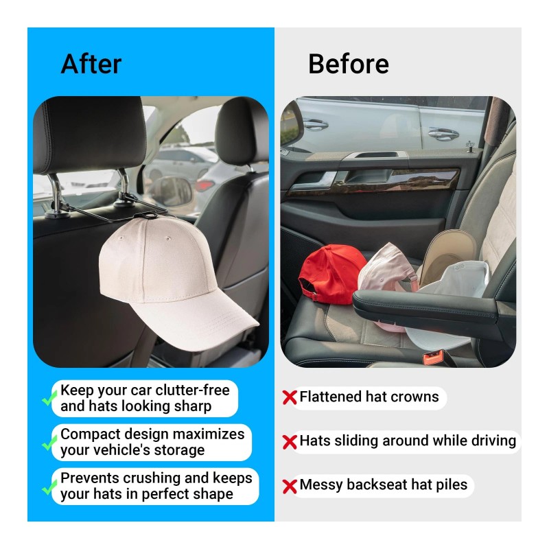 Yuoyar Car Hat Organizer Rack for Baseball Caps Truck SUV