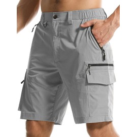 LECOONMX Pantalones Cortos para Hombre de Senderismo Pantalón Multifuncionales de Deporte Casual Secado Rápido Impermeable con Múltiples Bolsillos