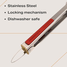 Current® Grill Tongs, 15.4" Stainless Steel with Locking, Heat-Resistant, Heavy Duty Outdoor & Grilling Tool for Kitchen, BBQ, Camping & Griddle Cooking