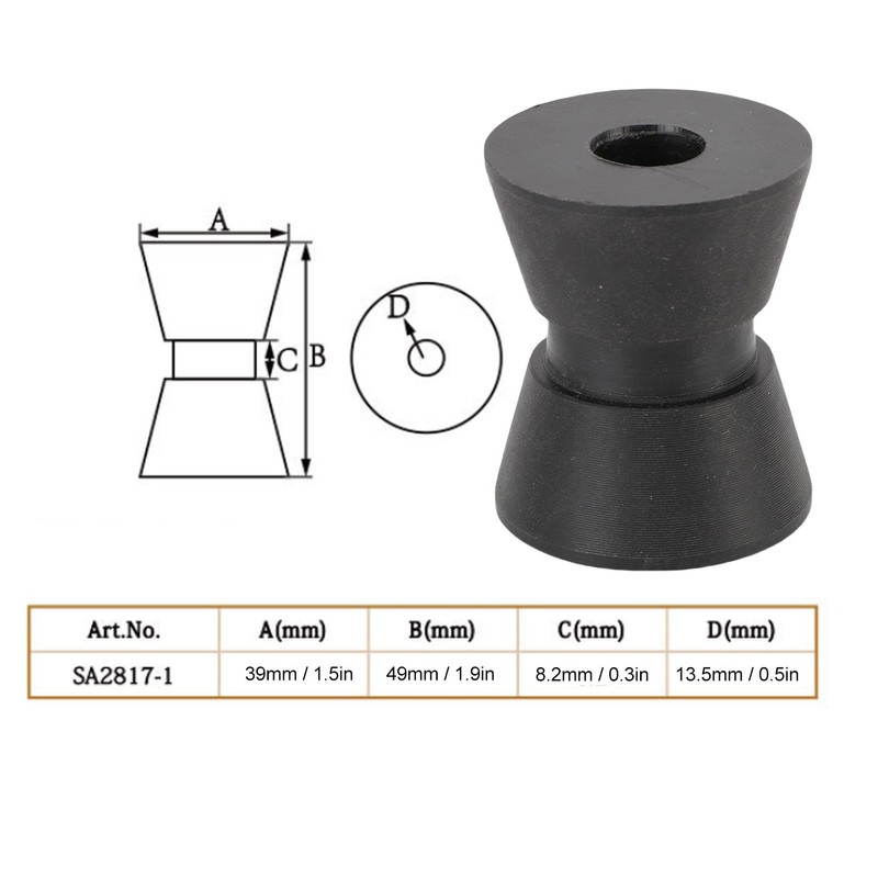 Boat Trailer Roller, 2Pcs 1.5 x 1.9in Boat Trailer Bow