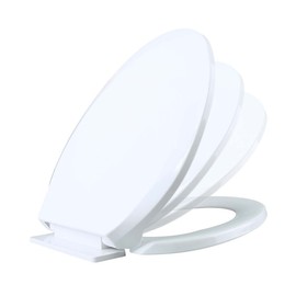 Renovators Supply Manufacturing White Plastic Soft Close Toilet Seat Elongated Slow Close Toilet Seat With Adjustable Mounting Hardware