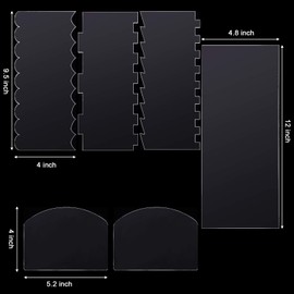 6 Pieces Clear Acrylic Cake Smoother Scraper Large Cake Comb for Icing Frosting Buttercream and Soft Plastic Cake Smoother Scraper