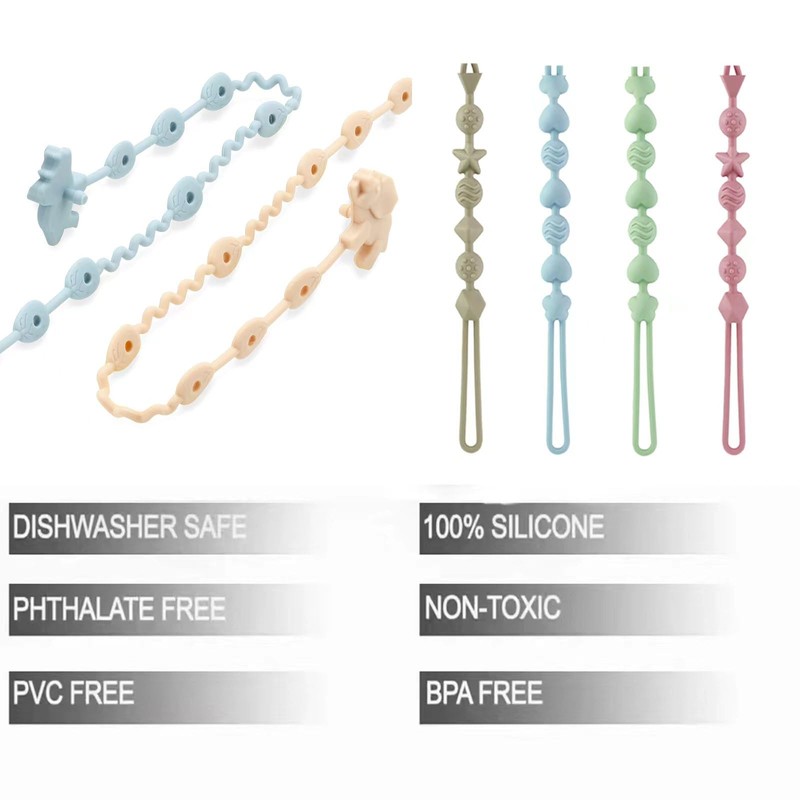 PandaEar 8 Pack Baby Toy Straps & Silicone Pacifier Clips,
