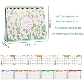 ZEEYUAN 2025 Desk Calendar Small Standing Flip Calendar with Monthly Notepads, Jan.2025 - Dec.2025, 10x8.3inch Desktop Calendar, Green