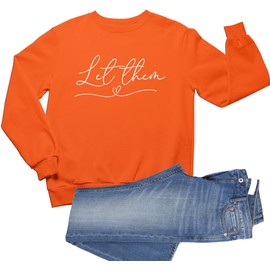 Go All Out XX-Large Orange Mens Let Them With Heart Sweatshirt Crewneck