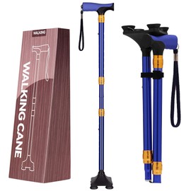 LIXIANG Walking Cane for Women for Stability Seniors Balance Folding Foldable Canes for Men Heavy Duty Adjustable Travel Collapsible Fashionable Fancy Decorative Unique Cool Cane Blue