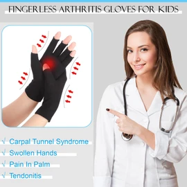 Panitay 4 Pairs Kids Compression Gloves Fingerless Arthritis Gloves Kids Compression Hand Cover for Boys Girls Carpal Tunnel(5-8 Years)