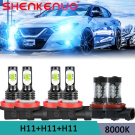 SHENKENUO For 2016 2017 2018 Nissan Maxima LED Headlight Hi/Lo+Fog light 2400LM Bulbs Blue