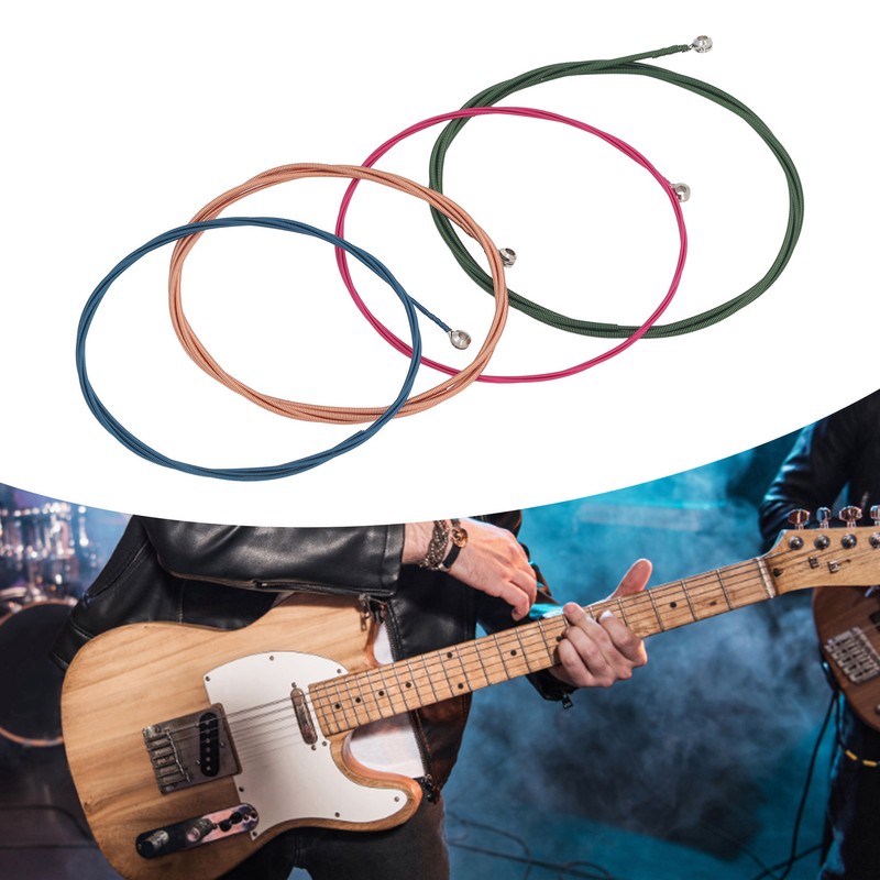 4Pcs Electric Bass String Set Clear Bright Sound Metal Colored