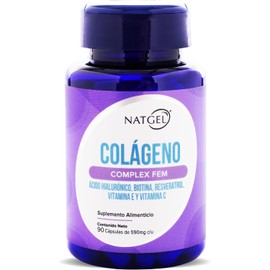 COLAGENO HAIR SKIN & NAILS | NatGel Colágeno FEM - Complex para Mujer | Colágeno Hidrolizado con Biotina, Ácido Hialurónico, Resveratrol, Vitamina E y Vitamina C | Cápsulas Veganas VCaps