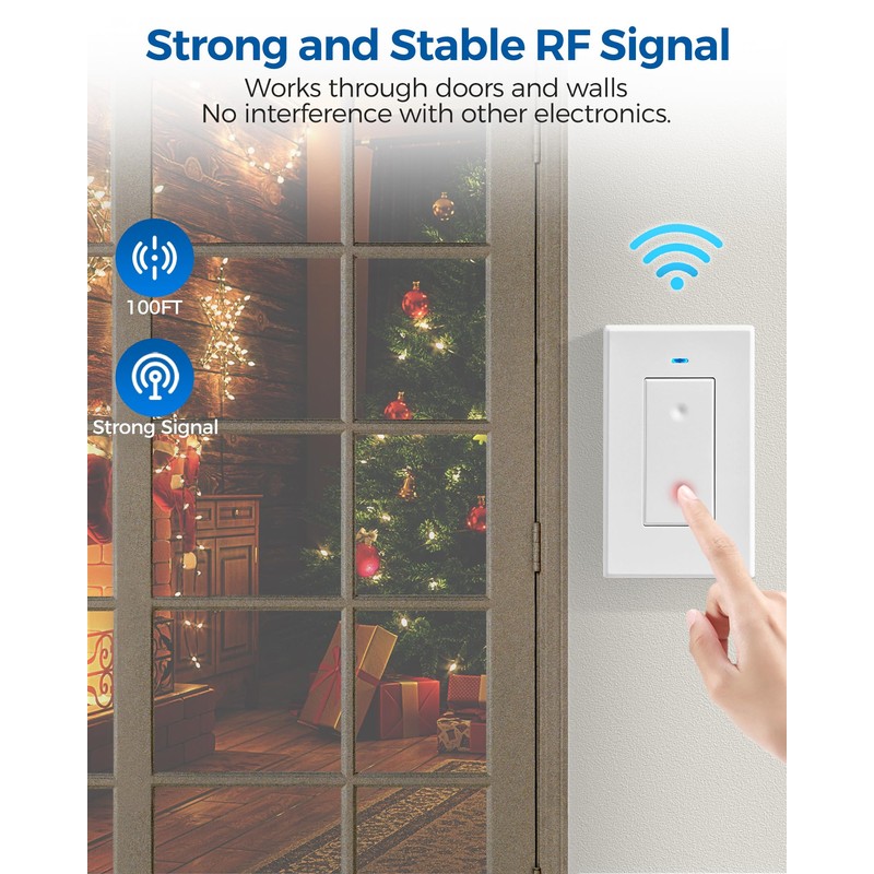 Remote Control Outlet, WILAWELS Wireless Light Switch, Removable Remote Light