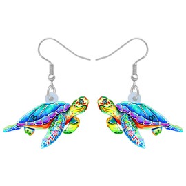 BAMAY Acrylic Cute Sea Turtle Earrings Dangle Ocean Animals Jewelry Novelty Tortoise Gifts for Women Charms Decor (Sky Blue)