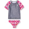 Speedo Girl's Printed Rash Guard 2pc (4-6X), Bright Pink, 4