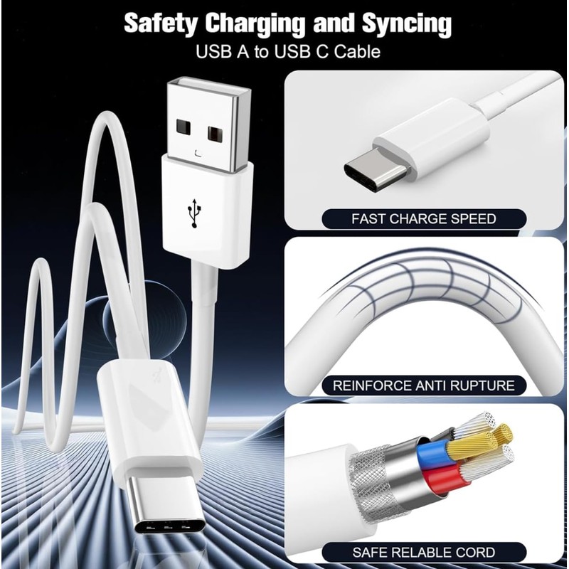 USB Type-C to USB-A Fast Charging Cable, 480MB/s Data Transfer