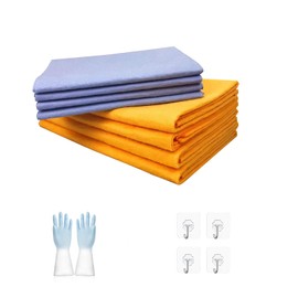 nnOuOnn Miracle Absorbent Cleaning Cloth Shammy, 8pcs Ultra-Absorbent Premium Multi-Purpose Cleaning Shammy Towel, Cleaning Cloths for Home All Purpose, Reusable Non-Scratch Woven Cars Pet