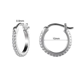 AoedeJ Sterling Silver CZ Huggie Hoop Clip On Earrings (White)