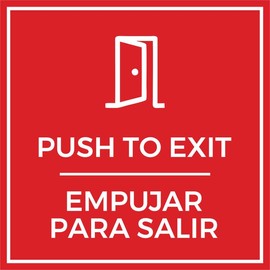 Signs ByLITA Square Push To Exit Door or Wall Sign | Spanish Bilingual Business And Office Signs (Red) - Small