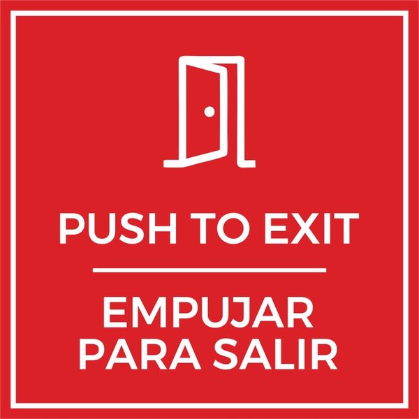 Signs ByLITA Square Push To Exit Door or Wall Sign