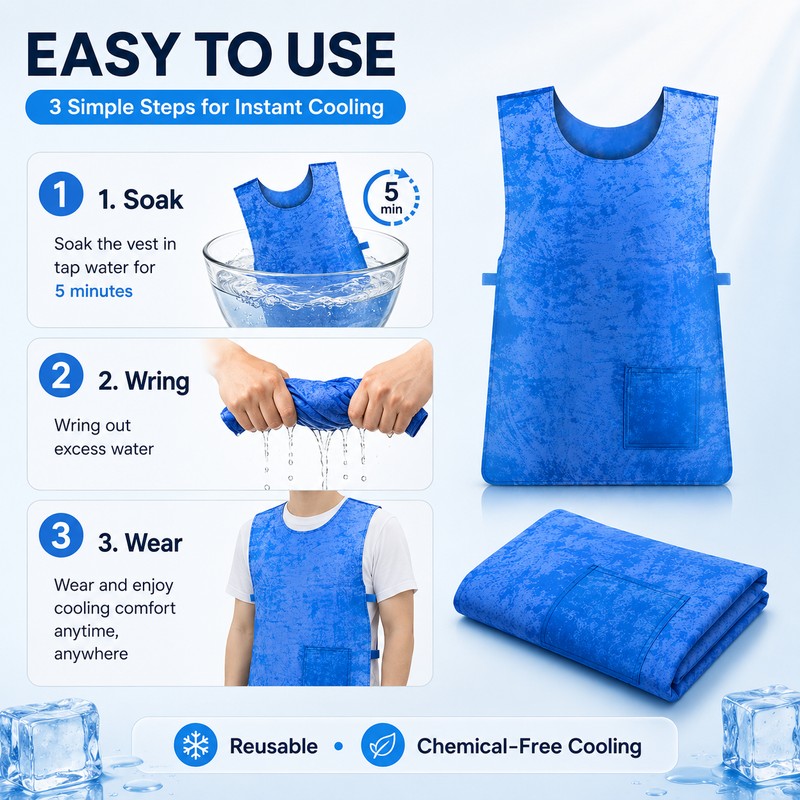 Cooling Vest for Outdoor Work & Sports – Reusable Water-Activated