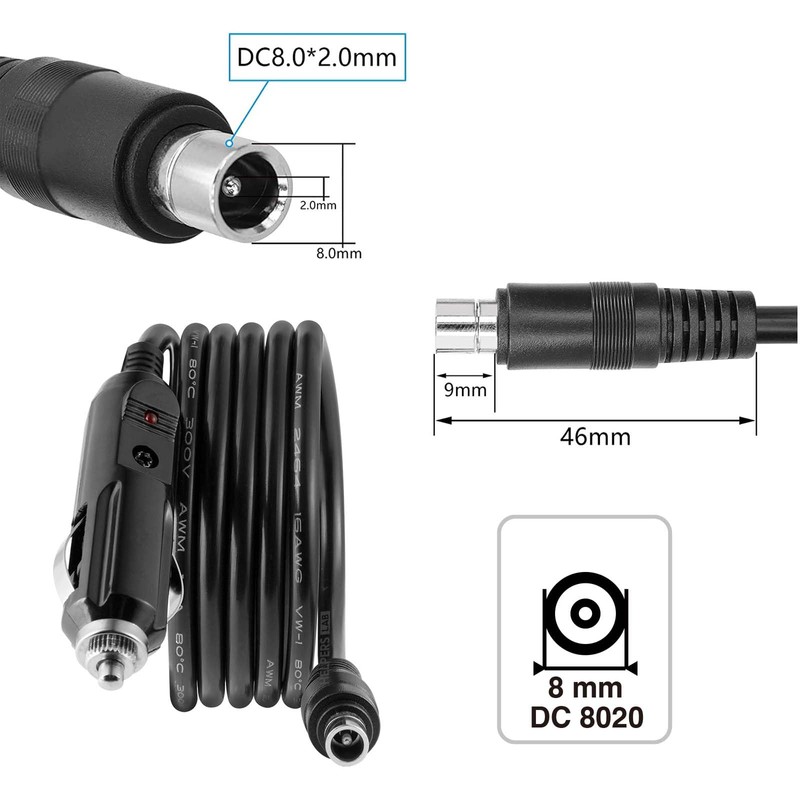 12V 24V Car Charger with DC8020 Ports for Jackery Portable