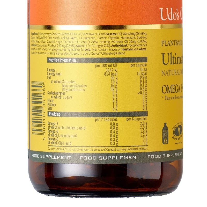 Udo's Choice Ultimate Oil Blend Capsules - Natural Source of