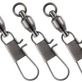 Dr.Fish 30 Pack Ball Bearing Snap Swivels, Swivels Fishing Tackle with Safety Interlock Snap Saltwater Freshwater Stainless Fishing Clips Clasp Leader Line Hook Sinker Connector #0