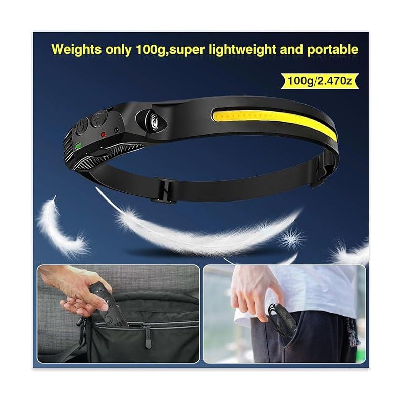 2025 Fashion 2 pack waterproof Headlamp Rechargeable with 230° Wide