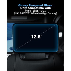 WEIPIN For 2021-2025 Tahoe (LS/LT/RST/Z71/Premier/High Country) Screen Protector 12.6 Inch Rear-seat Glossy Tempered Glass Touchscreen *2 Accessories 9H Hardness Glass - No More Scratch&Fingerprint