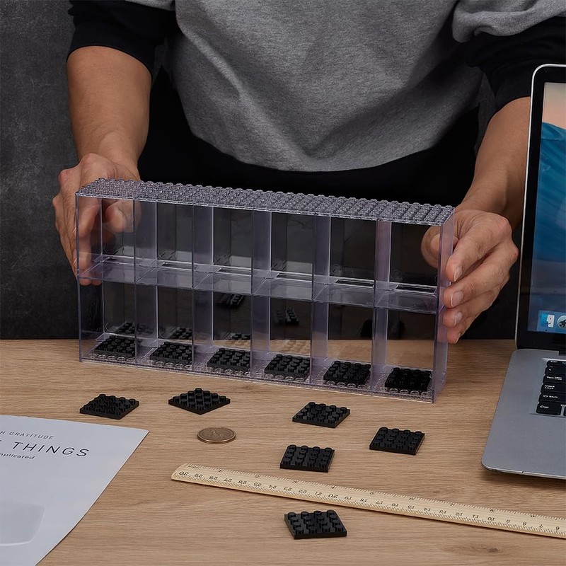 FINGERINSPIRE 2-Tier Display Case with 12 Compartments for Mini Figures