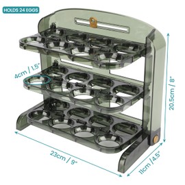 BELLE VOUS Eier Aufbewahrung Kühlschrank Organizer für 24 Eier - Eier Kühlschrank Eierbox Kunststoff - Platzsparende 3-Lagige Eierbox für die Küche