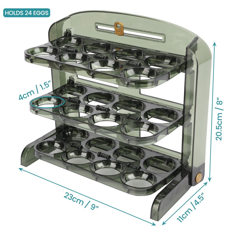 BELLE VOUS Eier Aufbewahrung Kühlschrank Organizer für 24 Eier -