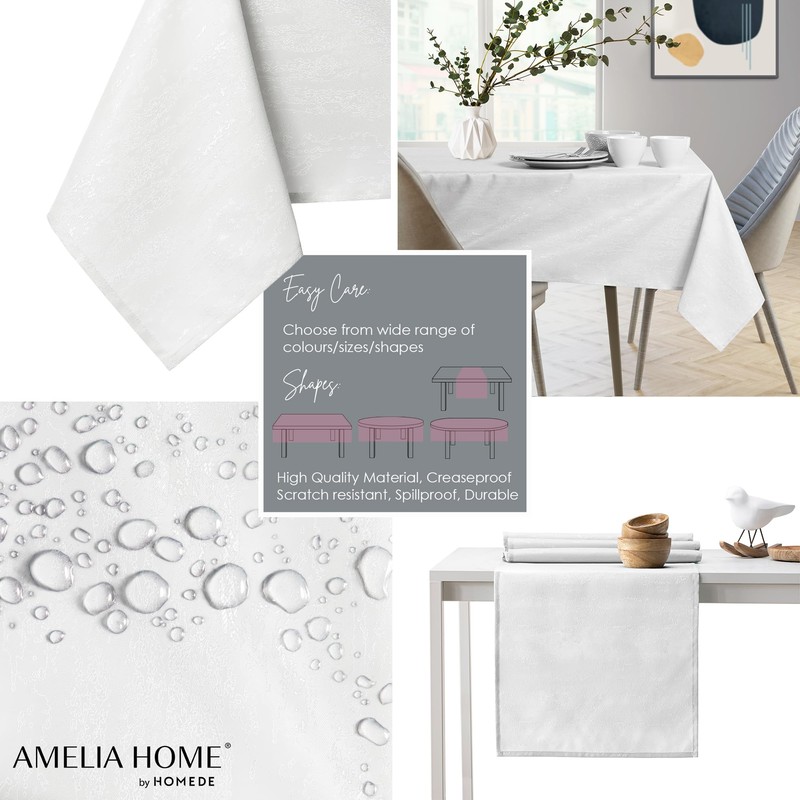 AmeliaHome Tablecloth, Lotus Effect, Water-resistant