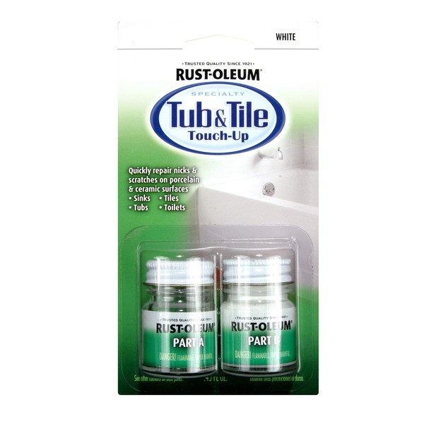 Rust-Oleum Tub & Tile Paint 244166 Specialty Kit Tub and Tile Touch Up, White, 2 Piece Set, 0.45 Oz