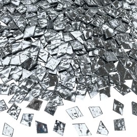 LITMIND 1.1LB Shiny Silver Irregular Glass Mosaic Tiles with Black Backing - Ideal for Mosaic Crafts, Puzzles, and Art Projects