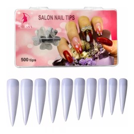 Lé Mussa Tips 500 Piezas Uñas Postizas Stilleto Estileto Larga Xl