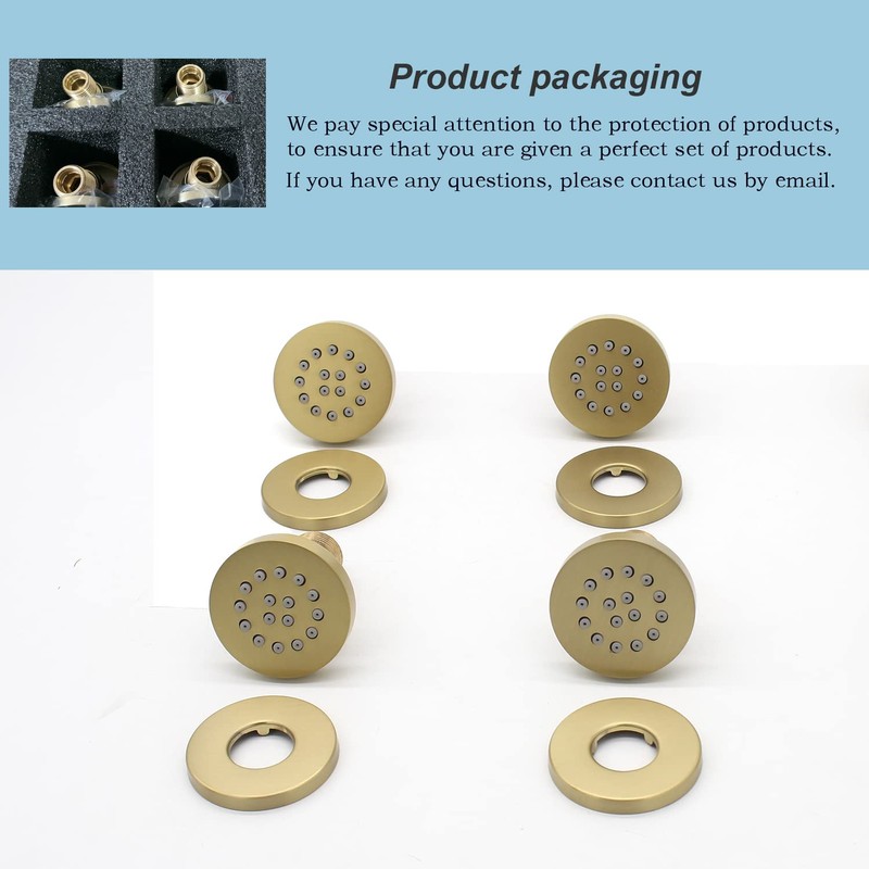 Brass Round Shower Body Spray Jets 4 Pack, HOMEDEC Spa
