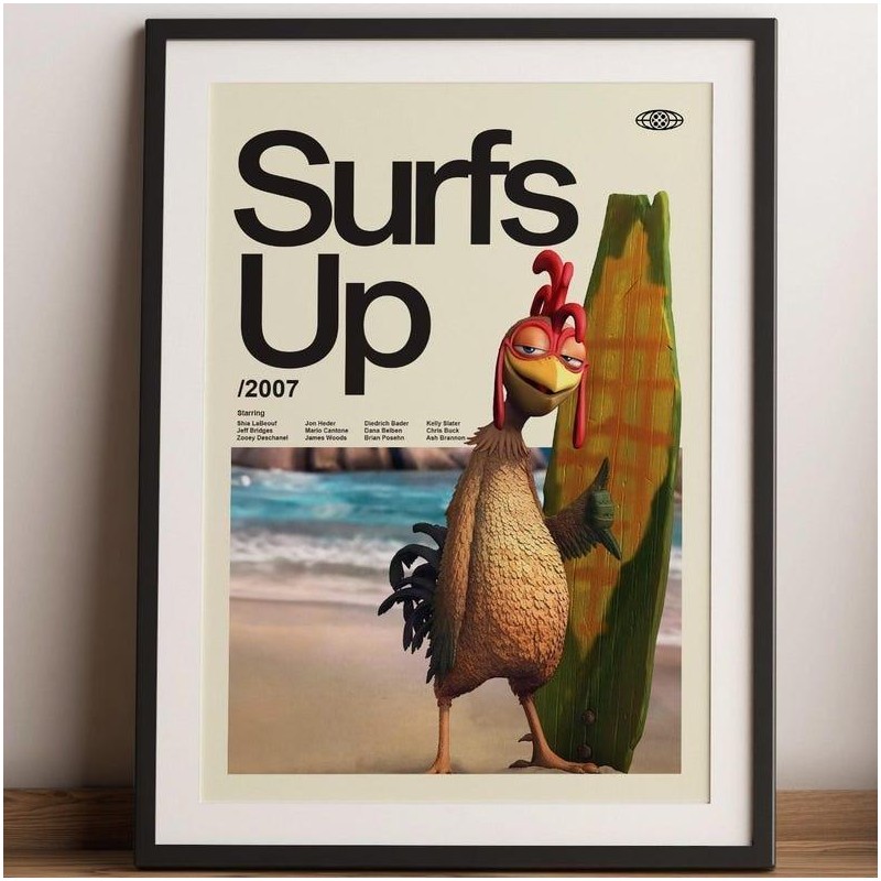 Surfs Up Chicken Joe Print, Premium Artwork Film Poster, Wall