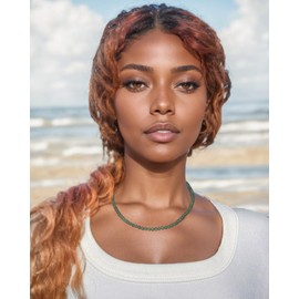 Lightock Simple 4mm Gemstones and Crystals Beaded Necklace Adjustable Choker Necklaces for Women Gifts (Aventurine)