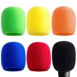 UEAVOID Pack of 6 Microphone Windscreen Microphone Cover Universal Foam Reusable Hand Washable for KTV Stage Performance Family Party (Colourful)