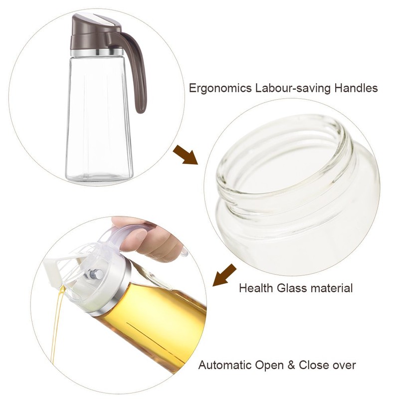 Marbrasse Oil Dispenser for Kitchen,20 OZ /600ml Leakproof Glass Oil