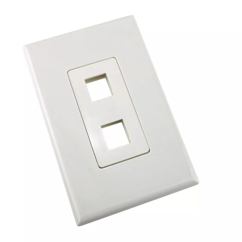 Construct Pro 2-Port Keystone Wall Plate with Screwless Face (Light