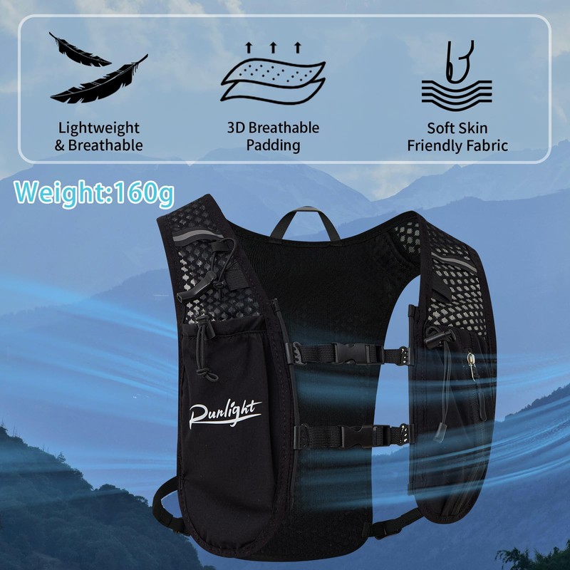 Running Vest Women Men,ight Reflective Hydration Vest Pack with 1500ml